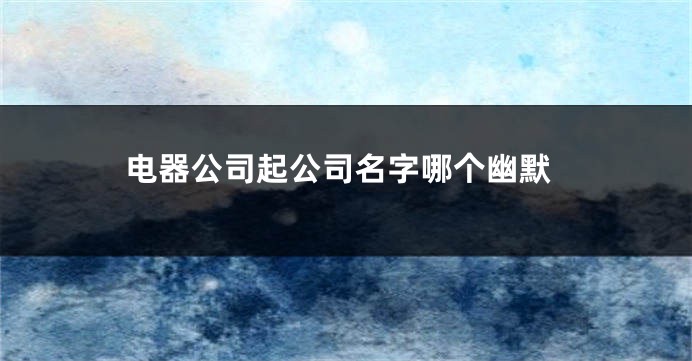 电器公司起公司名字哪个幽默