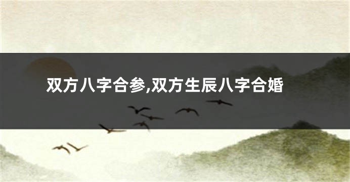 双方八字合参,双方生辰八字合婚