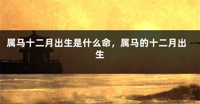 属马十二月出生是什么命，属马的十二月出生