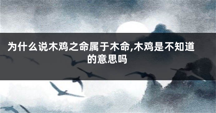 为什么说木鸡之命属于木命,木鸡是不知道的意思吗