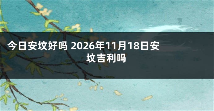 今日安坟好吗 2026年11月18日安坟吉利吗