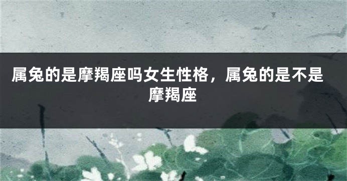 属兔的是摩羯座吗女生性格,属兔的是不是摩羯座