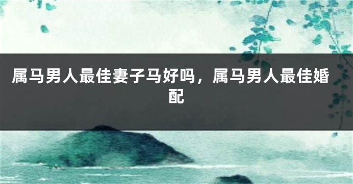 属马男人最佳妻子马好吗,属马男人最佳婚配