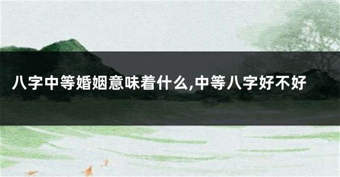 八字中等婚姻意味着什么,中等八字好不好