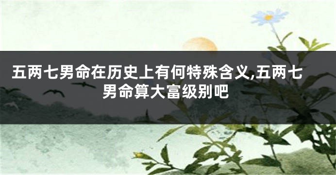 五两七男命在历史上有何特殊含义,五两七男命算大富级别吧