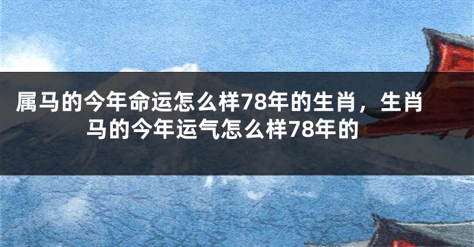 属马的今年命运怎么样78年的生肖,生肖马的今年运气怎么样78年的