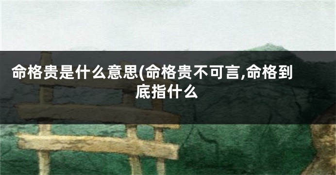 命格贵是什么意思(命格贵不可言,命格到底指什么