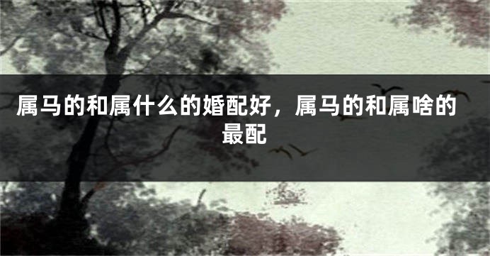 属马的和属什么的婚配好，属马的和属啥的最配