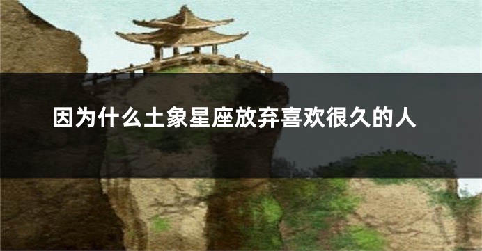 因为什么土象星座放弃喜欢很久的人