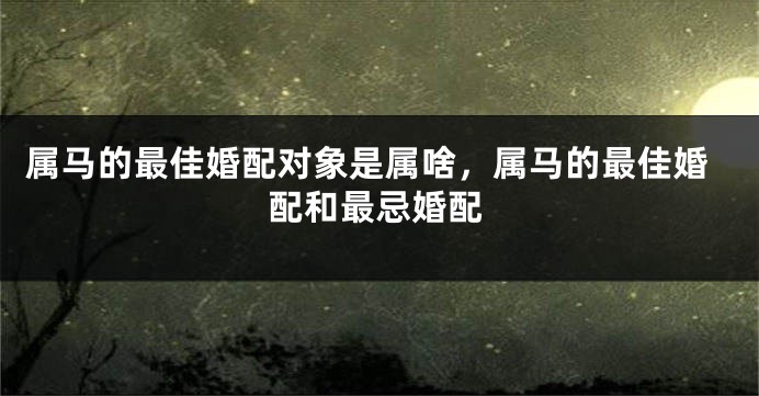 属马的最佳婚配对象是属啥,属马的最佳婚配和最忌婚配