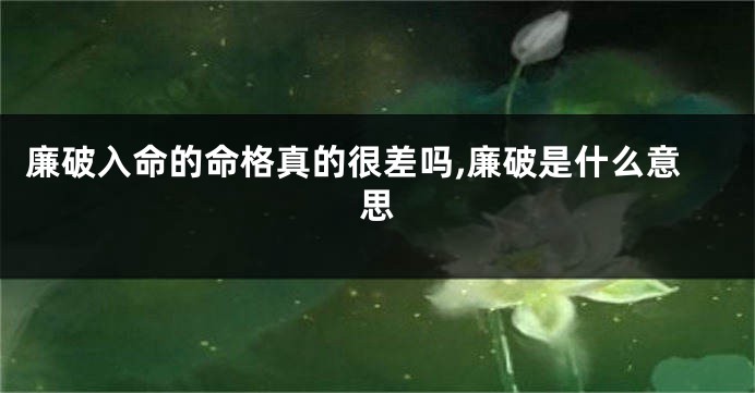 廉破入命的命格真的很差吗,廉破是什么意思