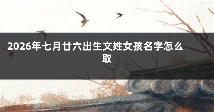 2026年七月廿六出生文姓女孩名字怎么取