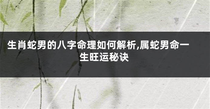 生肖蛇男的八字命理如何解析,属蛇男命一生旺运秘诀