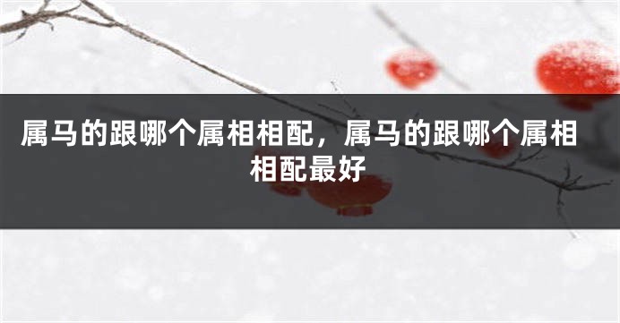 属马的跟哪个属相相配,属马的跟哪个属相相配最好