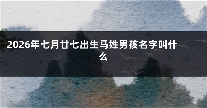2026年七月廿七出生马姓男孩名字叫什么