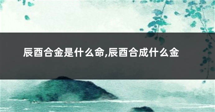 辰酉合金是什么命,辰酉合成什么金