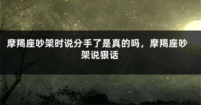 摩羯座吵架时说分手了是真的吗,摩羯座吵架说狠话