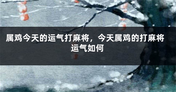 属鸡今天的运气打麻将,今天属鸡的打麻将运气如何