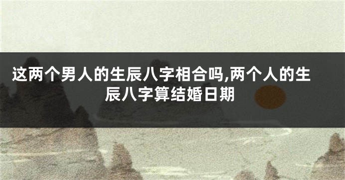 这两个男人的生辰八字相合吗,两个人的生辰八字算结婚日期