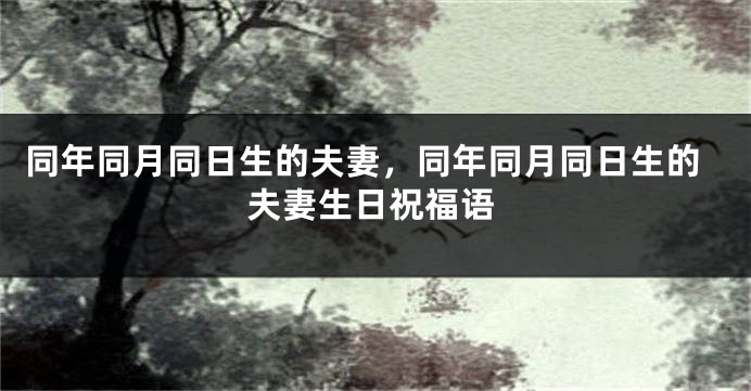 同年同月同日生的夫妻,同年同月同日生的夫妻生日祝福语