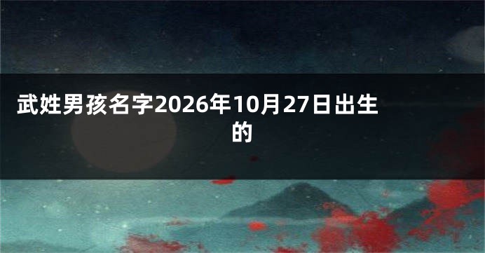 武姓男孩名字2026年10月27日出生的