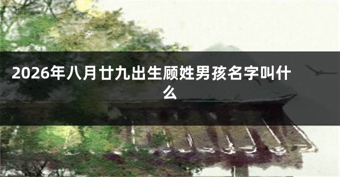 2026年八月廿九出生顾姓男孩名字叫什么
