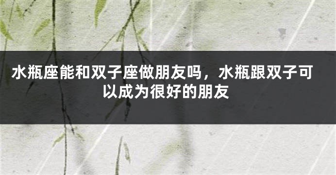水瓶座能和双子座做朋友吗,水瓶跟双子可以成为很好的朋友
