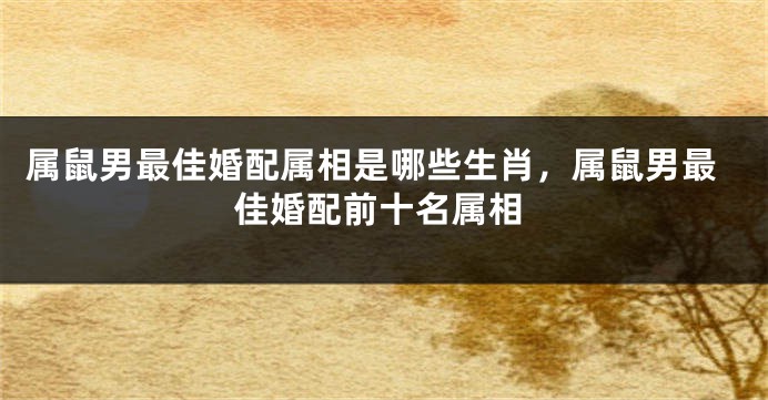 属鼠男最佳婚配属相是哪些生肖,属鼠男最佳婚配前十名属相