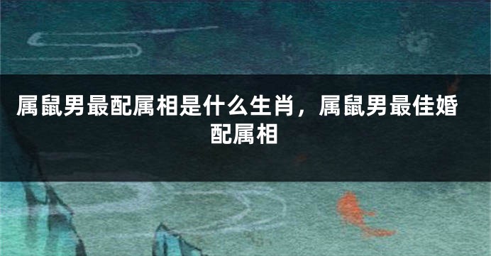 属鼠男最配属相是什么生肖，属鼠男最佳婚配属相