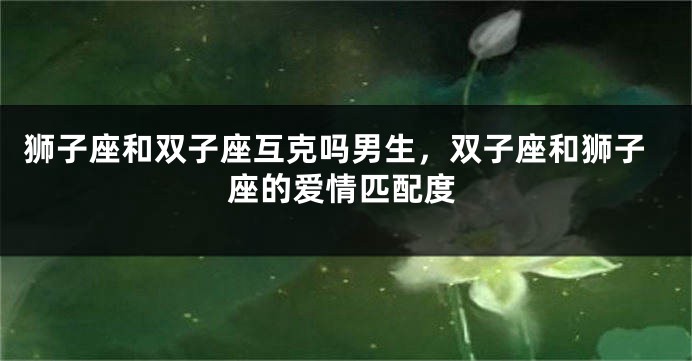 狮子座和双子座互克吗男生,双子座和狮子座的爱情匹配度