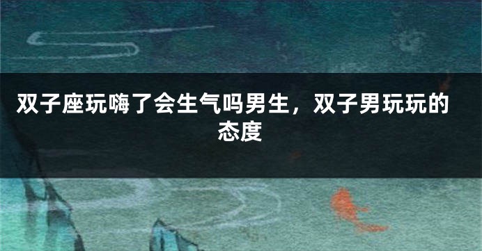 双子座玩嗨了会生气吗男生，双子男玩玩的态度