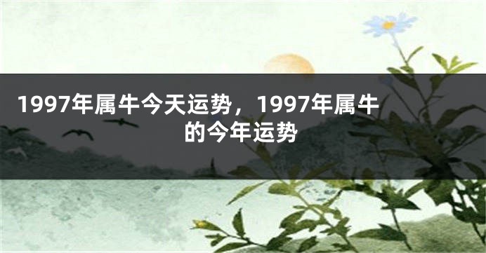 1997年属牛今天运势，1997年属牛的今年运势