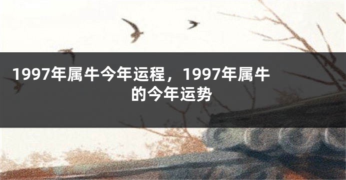 1997年属牛今年运程，1997年属牛的今年运势