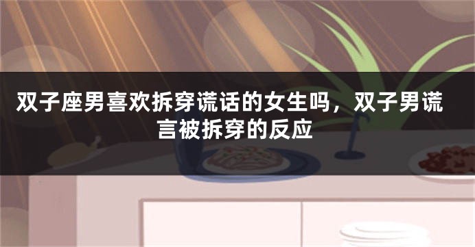 双子座男喜欢拆穿谎话的女生吗，双子男谎言被拆穿的反应