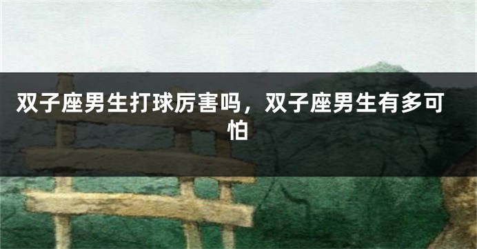 双子座男生打球厉害吗，双子座男生有多可怕