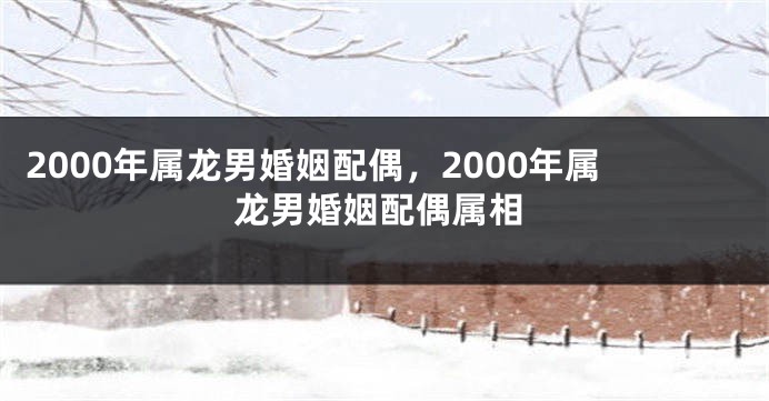 2000年属龙男婚姻配偶，2000年属龙男婚姻配偶属相