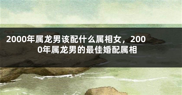 2000年属龙男该配什么属相女,2000年属龙男的最佳婚配属相