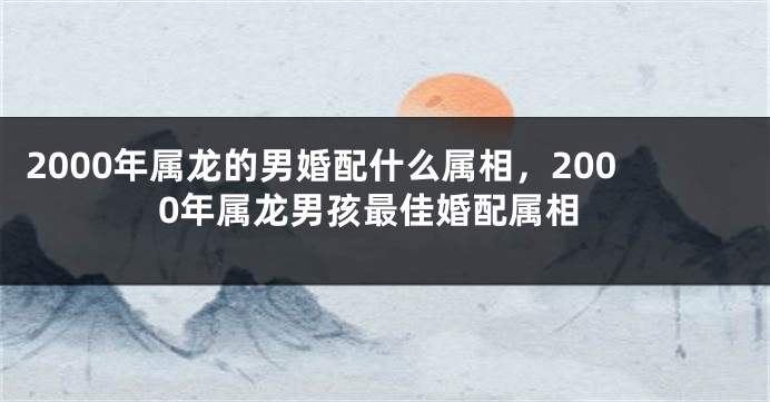 2000年属龙的男婚配什么属相，2000年属龙男孩最佳婚配属相