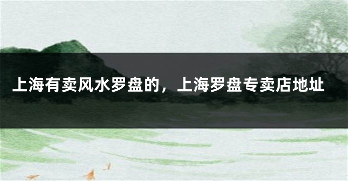 上海有卖风水罗盘的,上海罗盘专卖店地址