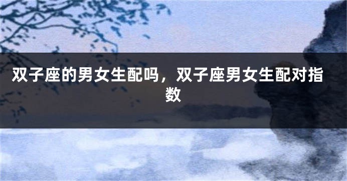 双子座的男女生配吗，双子座男女生配对指数