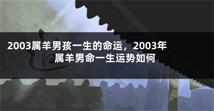 2003属羊男孩一生的命运，2003年属羊男命一生运势如何