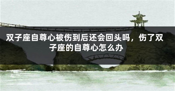 双子座自尊心被伤到后还会回头吗,伤了双子座的自尊心怎么办