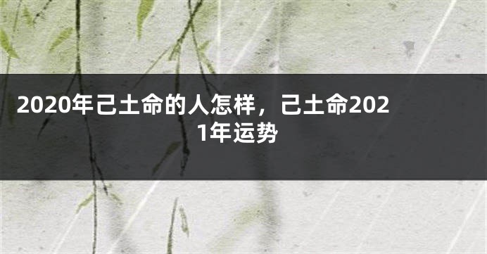 2020年己土命的人怎样，己土命2021年运势
