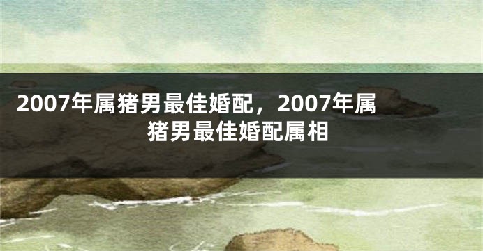 2007年属猪男最佳婚配，2007年属猪男最佳婚配属相