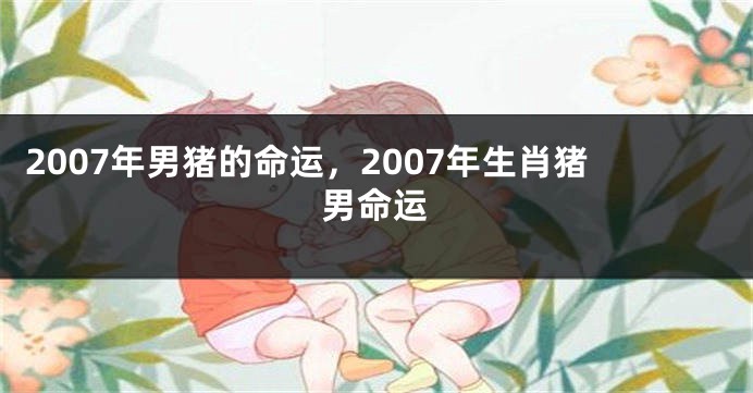 2007年男猪的命运,2007年生肖猪男命运