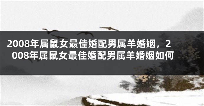 2008年属鼠女最佳婚配男属羊婚姻，2008年属鼠女最佳婚配男属羊婚姻如何