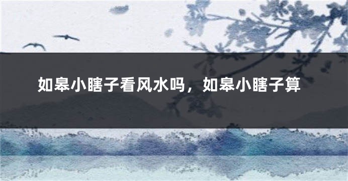如皋小瞎子看风水吗，如皋小瞎子算