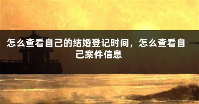 怎么查看自己的结婚登记时间，怎么查看自己案件信息