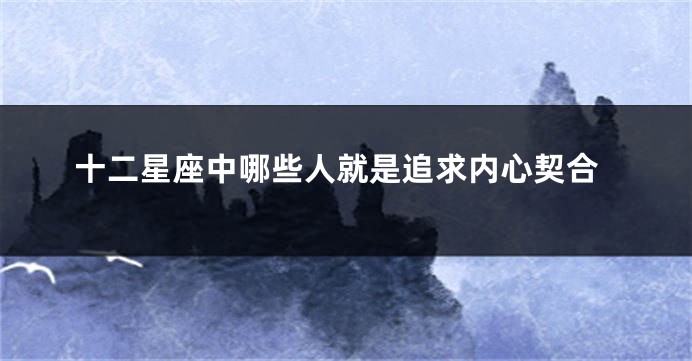 十二星座中哪些人就是追求内心契合