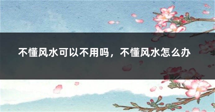 不懂风水可以不用吗，不懂风水怎么办